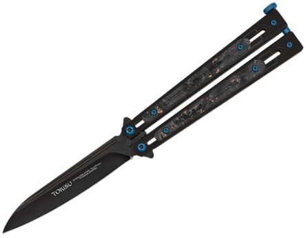 Nóż Tokisu 02259 Balisong Bright Black Steel