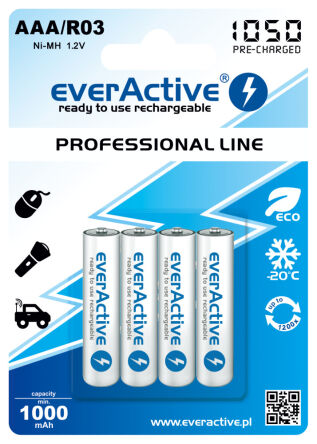 Akumulatorki everActive R03/AAA 1050 mAh, 4 szt.